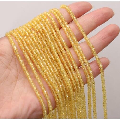 Natural Zircon Beads Round Yellow Faceted Abacus Beads Loose Spacer Beaded For Jewelry Making DIY Bracelet Necklace Accessories
