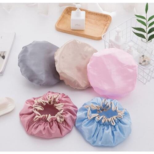 Household Double-Layer Waterproof Shower Cap PEVA Thick Hair Cover