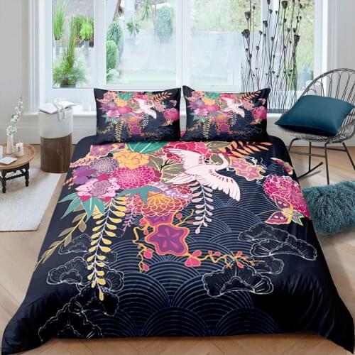 Home Textiles Luxury 3D Crane Print Duvet Cover Set 2/3 Pcs Pillowcase Kids Bedding Set AU/EU/UK/US Queen and King Size