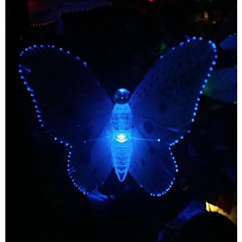 2PCS Led Solar Powered Butterfly Fiber Optic Fairy String Lights Waterproof Christmas Outdoor Garden Holiday Decoration Lights