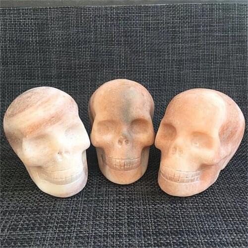 Healing Crystal Pork stone Skull Quartz Crystal Sculpture Natural Reiki Skull Home Collectible Figurines Decor