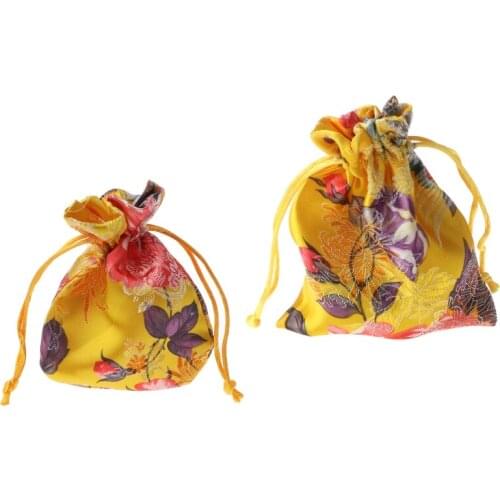 Classic Chinese Flower Embroidery Jewelry Bag Organizer Silk Traditional Pouch