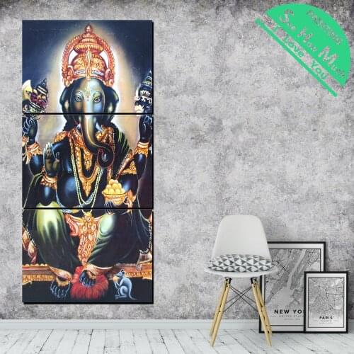 3 Pieces Ganesh Buddha God HD Printed Canvas Painting Wall Art Pictures for Home Decoration living room decoration