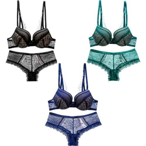 1 Set Women Sexy Lingerie Romantic Lace Bra Push Up Underwear Female Buckle Bra Panties Set