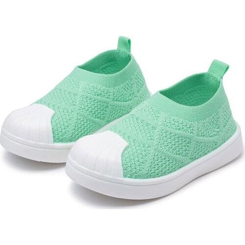 Flying Woven Shell-toe Childrens Shoes Casual Flatd Soft Sole Cover Foot Breathable Student Cute Sneakers Girls and Boys Shoes