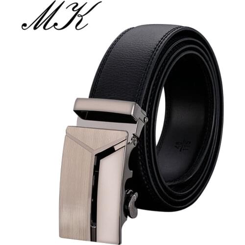 Luxury High Quality Leather Belts for Men Silvery Automatic Buckle Belt for Businessman Male Strap Vintage Jeans