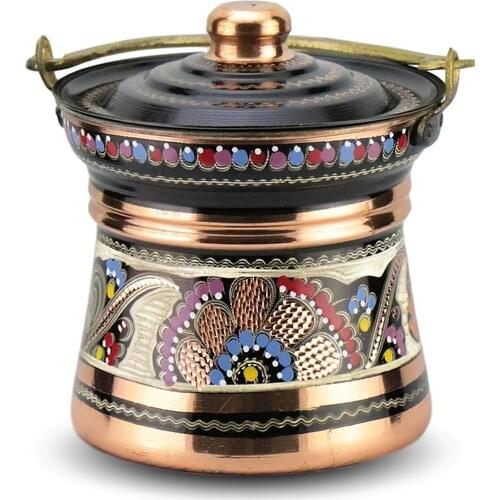 Sonay Copper Art Rose Flower Yogurt Copper Buckets, 2 LT