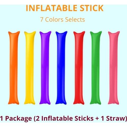 2pcs/pack Inflatable Stick Noisemaker Beating Cheer Sticks Maker Ballon Concert Birthday Party Cheerleading Supplies With Straw