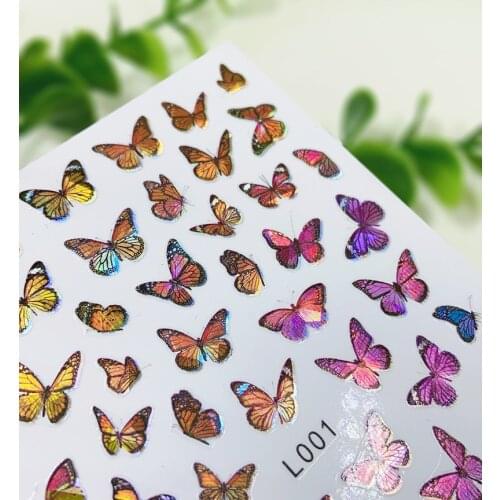 Laser Butterflys Nails Art Manicure Back Glue Decal Decorations Nail Sticker For Nails Tips Beauty