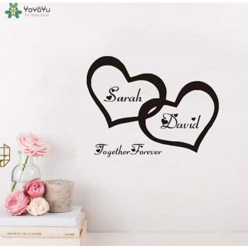 YOYOYU Wall Decal Hearts Custom Personalised Couple Name Vinyl Wall Sticker Bedroom Romantic Decor Home Decoration QQ268