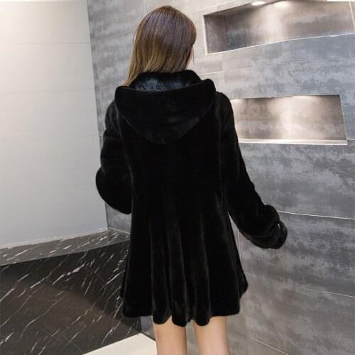 2020 new mink fur coat female whole mink mid-length hooded imported mink fur coat winter anti-season