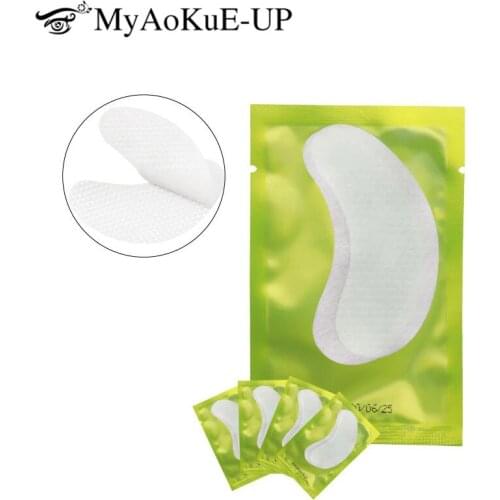 New Green Eyes Patches 50pairs Eyelashes Extension Lint Free Under Pad Eye Tips Sticker Left&Right Pads Blue Film Wholesale