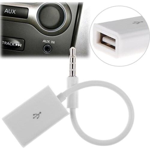 New Car MP3 3.5mm Male AUX Audio Plug Jack to USB 2.0 Female Converter Cable Cord