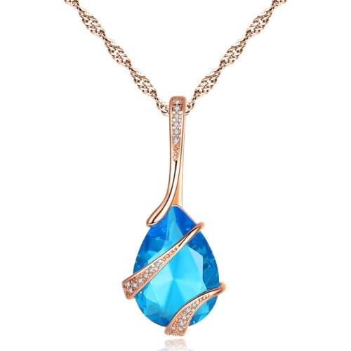 MOONROCY Silver Color Gold Color Crystal Pendant CZ Necklace Chokers Jewelry Waterdrop for Women Gift Dropshipping Wholesale