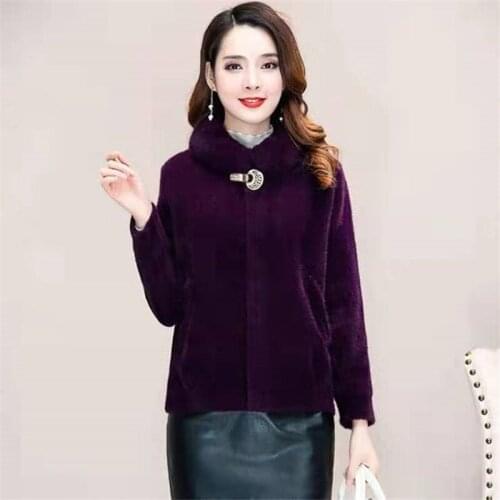 Womens Woolen Coat New Female Autumn Winter Wool Jacket Mom Short Woolen Overcoat Femme Imitate Mink Fleece Overcoat A1125