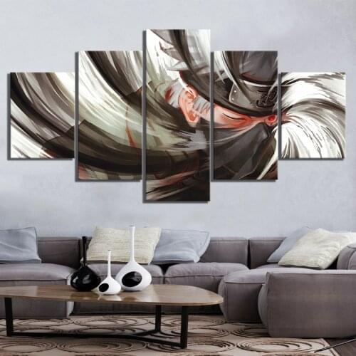 5Pcs Anime Kakashi Sharingan NARUTO Poster Wall Art Canvas HD Printed One Piece Oil Painting Home Decor Modern Modular Pictures