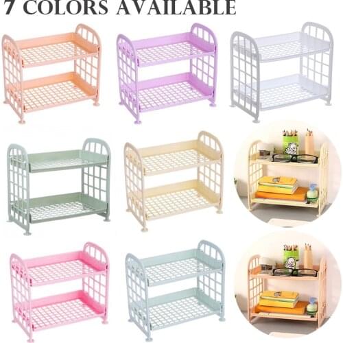 Double Layer Hollow Shelf Plastic Cosmetics Desktop Finishing Bathroom Accessories Organizer Storage Rack 2 Tier Shelf Holder