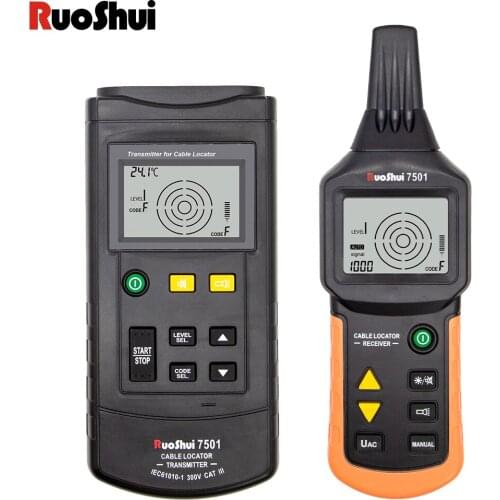 RuoShui 7501Portable Professional Wire Cable Tracker Metal Underground Pipe Locator Detector Tester Line Tracker Voltage12~400V