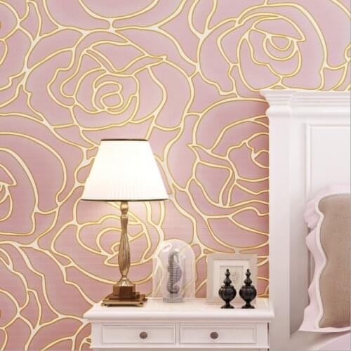 Q QIHANG Modern Minimalist 3D Three-dimensional Rose Pattern Wallpaper Non-woven Wallpaper Roll 3 Colors 0.53m*10m=5.3m2