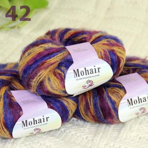 Sale New 3BallsX25g Luxury Soft Mohair Warm Wrap Shawl Hand Knit Crochet Yarn 291-42 Purple Blue Orange Multi
