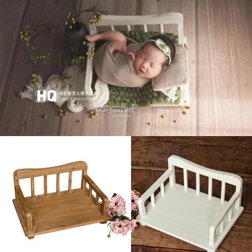 Newborn Photography Props Retro Sofa Bed Basket Infant Photo Frame Recién Nacido Boy And Girl Wooden Bed Baby Photo Props