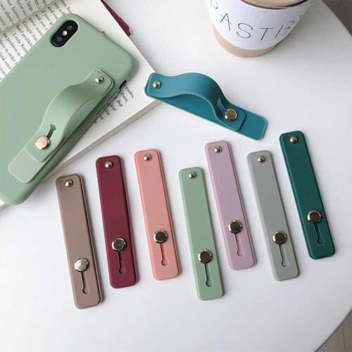 Wrist Strap Hand Band Holder Suitable For iPhone Samsung Galaxy Huawei Xiaomi Redmi Soft Silicone Phone Case Solid Color Cover