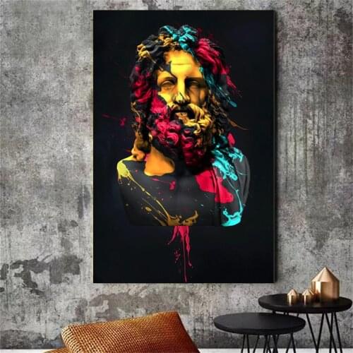Greek Mythology Zeus Sculpture Wall Art Canvas Painting Nordic Prints And Posters Wall Art Pictures For Living Room Home Decor