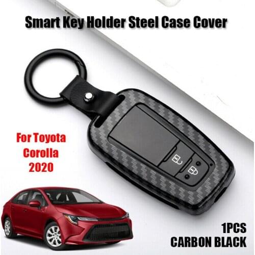 Carbon fiber look Smart Key Holder Steel Case Cover For Toyota Corolla 2019-2021 car accessories