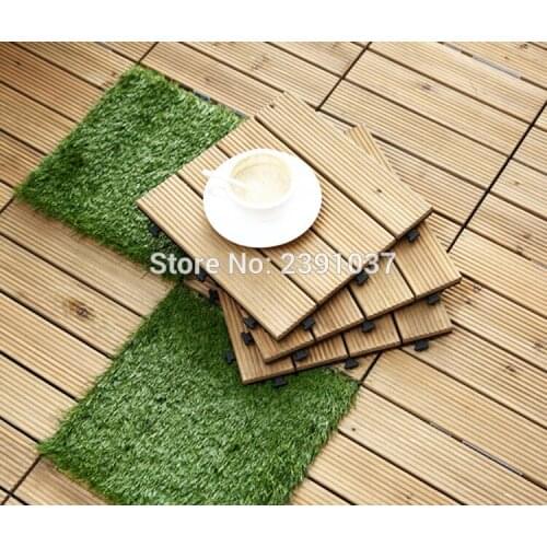 11pcs 30*30*2.6cm Interlocking Flooring Tiles In Solid Teak Wood Suitable for Indoor and Outdoor Applications Stripe Pattern Rug