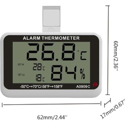 M4YC Refrigerator Thermometer Hygrometer Freezer Hygrothermograph HIGH/Low Temperature & Humidity Alarm