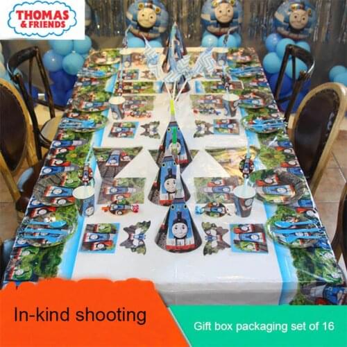 Thomas Party Tableware 16 Piece Set 6 People Happy Birthday Kids Baby Holiday Party Decoration Environmental Protection