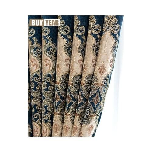 European-style High-end Embroidery Curtains Thickened Chenille Blackout Curtains for Living Room and Bedroom Customized Products