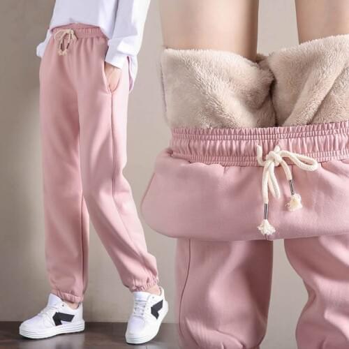 Winter Cashmere Harem Warm Pants Women 2019 Causal trousers Female Velvet Thick Lambskin Cashmere Loose Pants Ladies Sweatpants