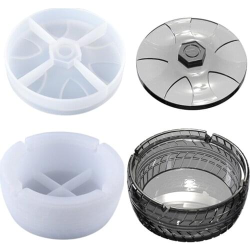 1 Set Tire Ashtray with Lid Epoxy Resin Mold Cigarette Ash Tray Silicone Mould DIY Crafts Home Decorations Ornament Mold