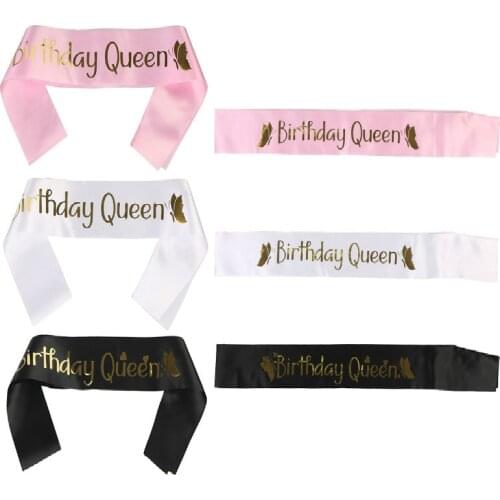 1pc Elegant Birthday Queen Satin Sash Women Girls Queen Birthday Sash Birthday Party Decor Ideas Supplies