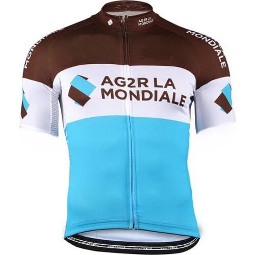 2018 Ag2r Team Blue Mens Only Cycling Jersey Short Sleeve Bicycle Clothing Quick-Dry Riding Bike Ropa Ciclismo