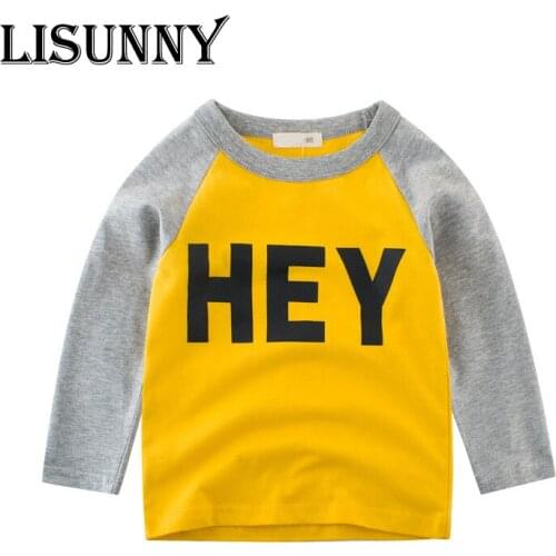 2019 Spring Summer Europe America Boys T-shirt Letter Cotton Children Sports t-shirt Kids Base Shirt Baby Long Sleeve Tees 2-8T