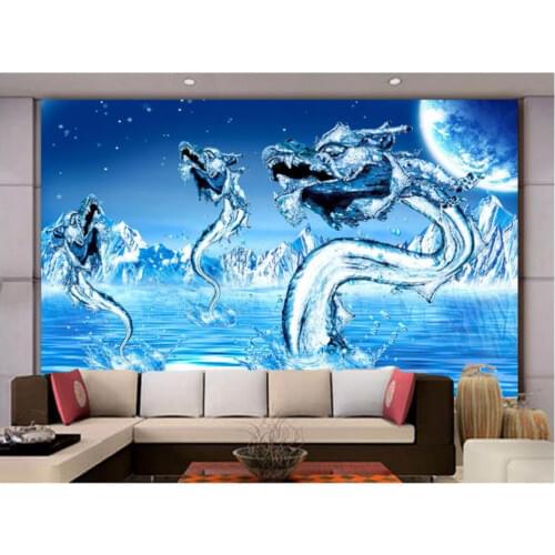 3d wallpaper Custom photo mural Blue Ice Water Dragon picture living room decor painting 3d wall mural wallpaper for walls 3 d
