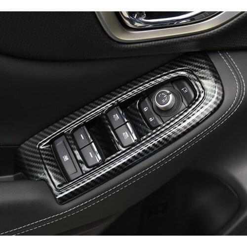 4Pcs Car Armrest Window Lift Switch Panel Cover Stickers Car Styling Accessories For Subaru Forester SK 2018 2019 LHD