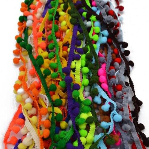 5yards/lot 1cm Pompom Trim Pom Pom Bobble Braid Tassel Ball Fringe Ribbon Lace Fabric DIY Material Crafts Sewing Accessories