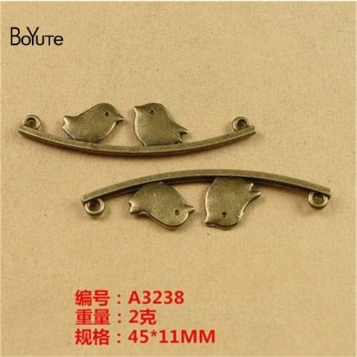 BoYuTe (100 Pieces/Lot) 45*11MM Bird Branch Connector Antique Bronze Pendant Findings Accessories Diy Vintage Choke Necklace