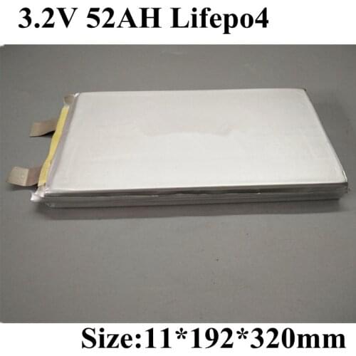 Brand 3.2v 52Ah Lifepo4 Cell High Drain 150A Lifepo4 Prismatic 50ah for 12V 24V Lifepo High Capacity Ebike Tour Coach Golf Cart