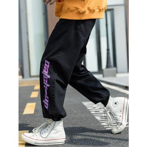 Cargo Reflective Pants For Men Drawstring Pockets Hip Hop Black Pants Mens Autumn 2020 New