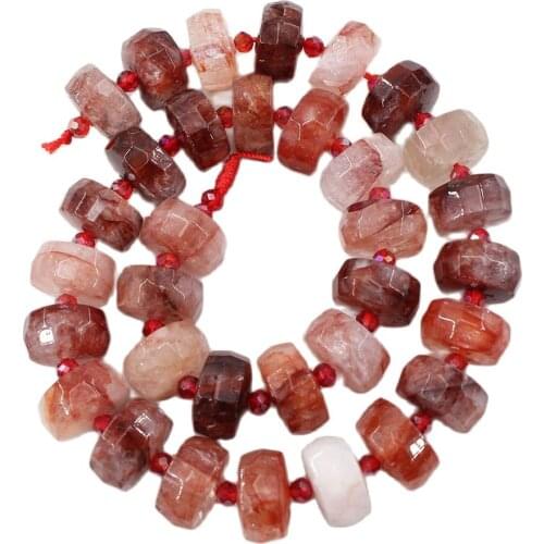 APDGG 8x15mm 15.5" Natural Red Rutilated Quartz Gems Stone Rondelle Faceted Beads For Necklace Bracelet Jewelry DIY