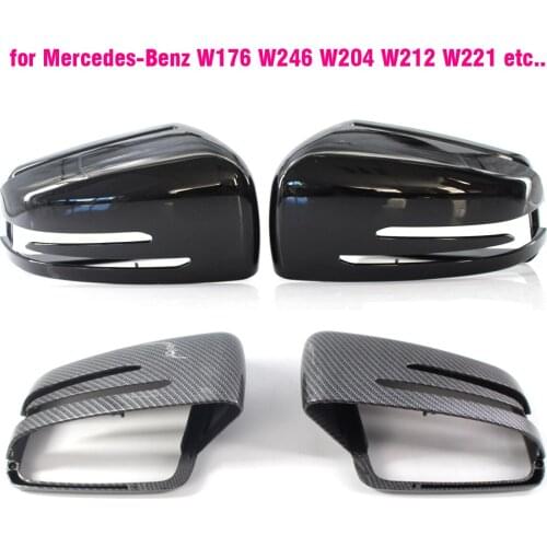 Rear view Mirror Covers For Mercedes-Benz W204 E W212 W176 W246 CLS C218 GLA X156 ABS Carbon Fiber Gloss Black