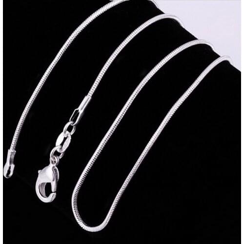 1.0-1.2mm Wide 16"-30‘’ (40cm-75cm) Long Silver Plated Snake Chain Necklace Bright Silver Color Necklace
