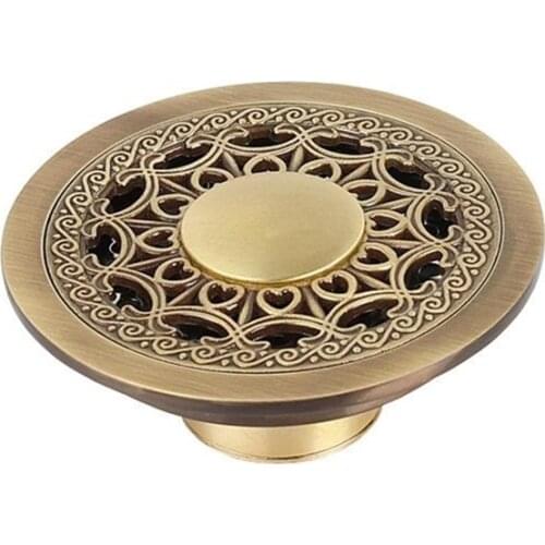 DONYUMMYJO 1pc Antique Brass Finished Floor Drain Bathroom Washing Machine Deodorant Floor Drain 10cm*10cm