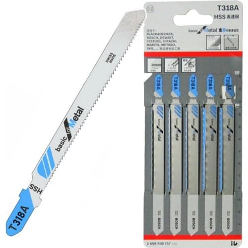 5Pcs T318A HCS Curved Extra Long Jigsaw Blades for Metal Cutting 132mm Length