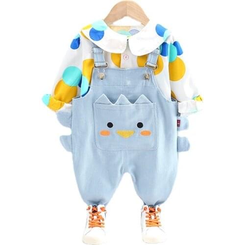 New Spring Baby Girl Clothes Suit Fashion Children Cotton Shirt Overalls 2Pcs/Sets Autumn Toddler Casual Costume Kids Sportswear