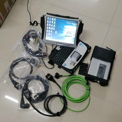 MB Star C5 sd connect C5 Auto diagnosis Tool and program code scanner with software X/DAS DTS installed well on used CF19 I5 8G